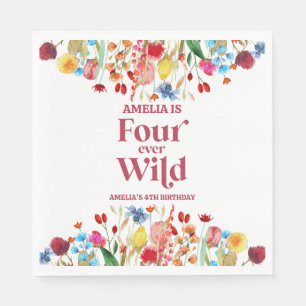 Vier-mal-Wilde Wildblume 4. Geburtstag Party Serviette