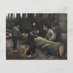 Vier Männer beim Holzhacken, Van Gogh Fine Art Postkarte