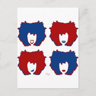VIER MOODS IN ROT UND BLAU POSTKARTE