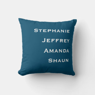 Vier Namen Blau und Weiß Platz Kissen