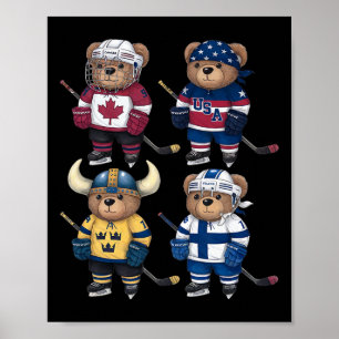 Vier Nationen Ttle Glol Anstoß Bären Hockey Spiele Poster
