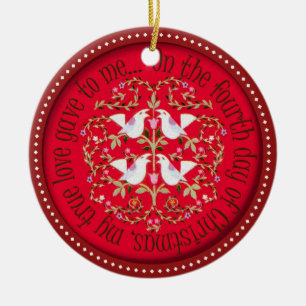 Vier nennende Vögel Keramikornament