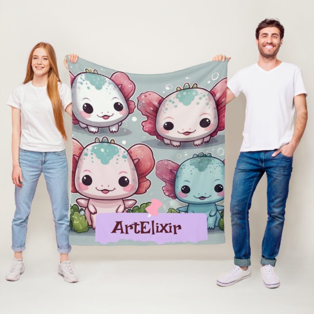 Vier Niedliche Axolotprint Fleecedecke (Beispiel)