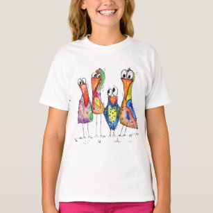 Vier Niedliche und schwindelerregende Vögel T-Shirt