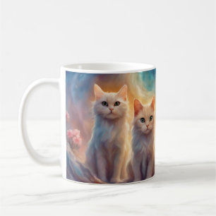 Vier niedliche weiße Katzen Kaffeetasse