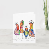 Vier Niedliche Whimsikfarbige Vögel