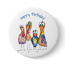 Vier Niedliche Whimsikvögel