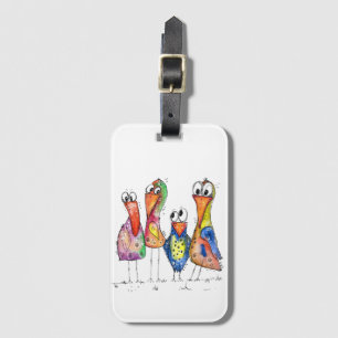 Vier Niedliche Whimsikvögel Gepäckanhänger