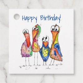 Vier Niedliche Whimsikvögel Geschenkanhänger