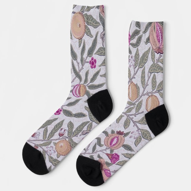 Vier Obst-Muster, William Morris Socken (Linkes Detail)