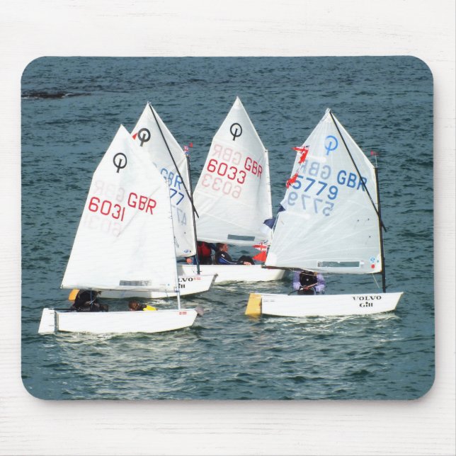 Vier Optimist-Boote Mousepad (Vorne)