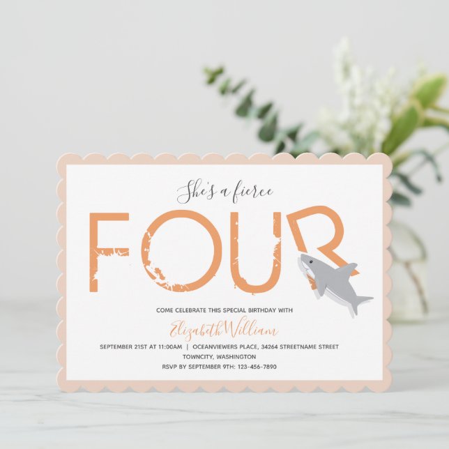 Vier Orangen Hai Einladung (Stehend Vorderseite)