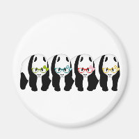 Vier Pandas mit Brille