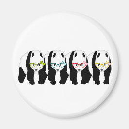 Vier Pandas mit Brille Magnet