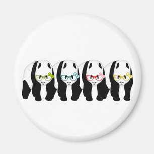 Vier Pandas mit Brille Magnet