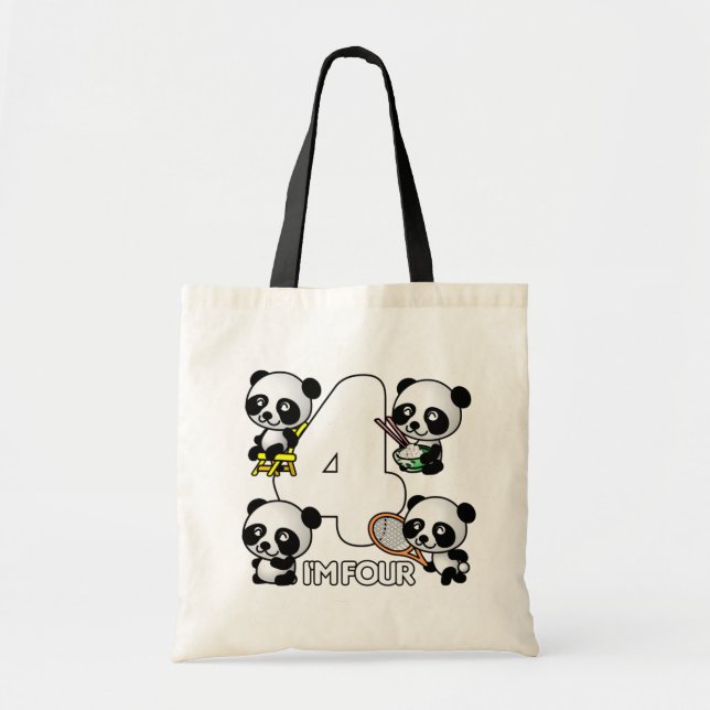 VIER PANDAS Tasche - wählen Sie Stil & Farbe (Vorne)