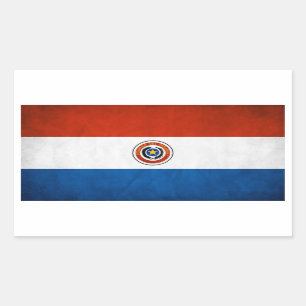 VIER Paraguay-Flagge Rechteckiger Aufkleber