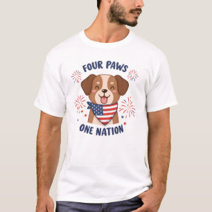 Vier Paws One Nation 4. Juli Hund T-Shirt