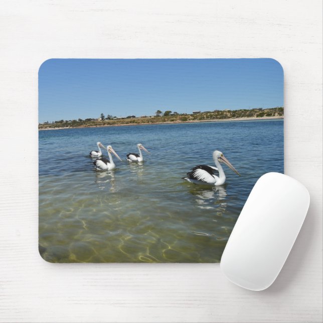 Vier Pelikane, am Meer, Mauspad (Mit Mouse)