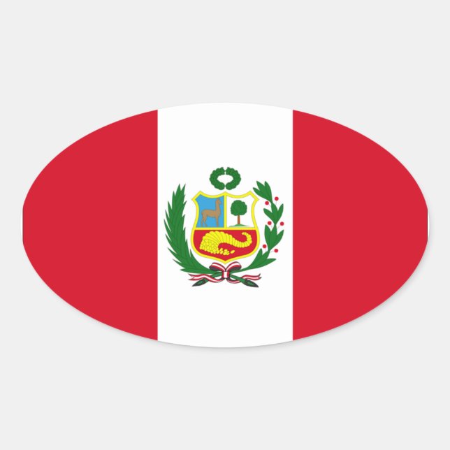 VIER Peru-Nationalflagge Ovaler Aufkleber (Vorderseite)