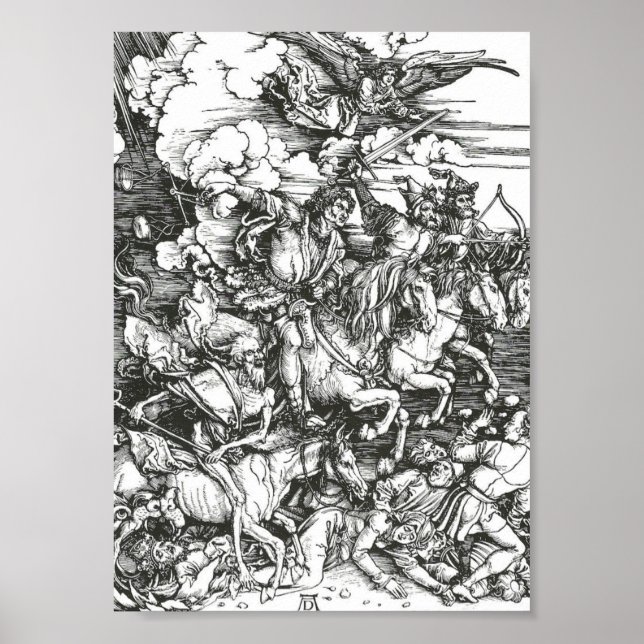 Vier Pferde der Apokalypse, Albrecht Dürer Poster (Vorne)