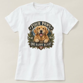 Vier Pfoten Glückliches Herz Hunde-Mama T-Shirt