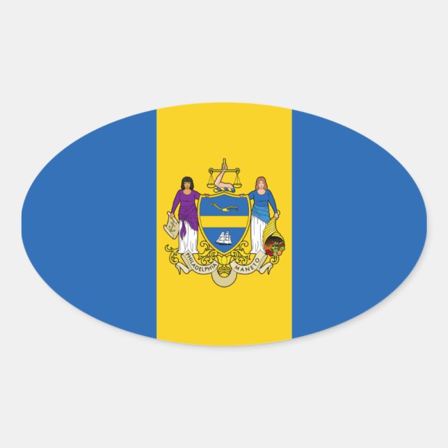 VIER Philadelphia-Flag Ovaler Aufkleber (Vorderseite)