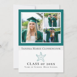 Vier Picture Collage Nautical Starfish Graduierte Ankündigung