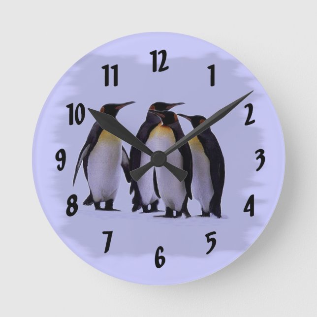 Vier Pinguine Wall Clock Runde Wanduhr (Vorderseite)