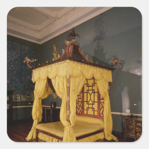 Vier Plakat-Bett, in der chinesischen Art, 1750s Quadratischer Aufkleber