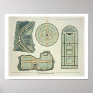 Vier Pläne für Küchengärten, von "Hints on the the Poster