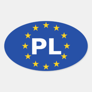 VIER polnische Flagge "PL" Europäische Gewerkschaf Ovaler Aufkleber