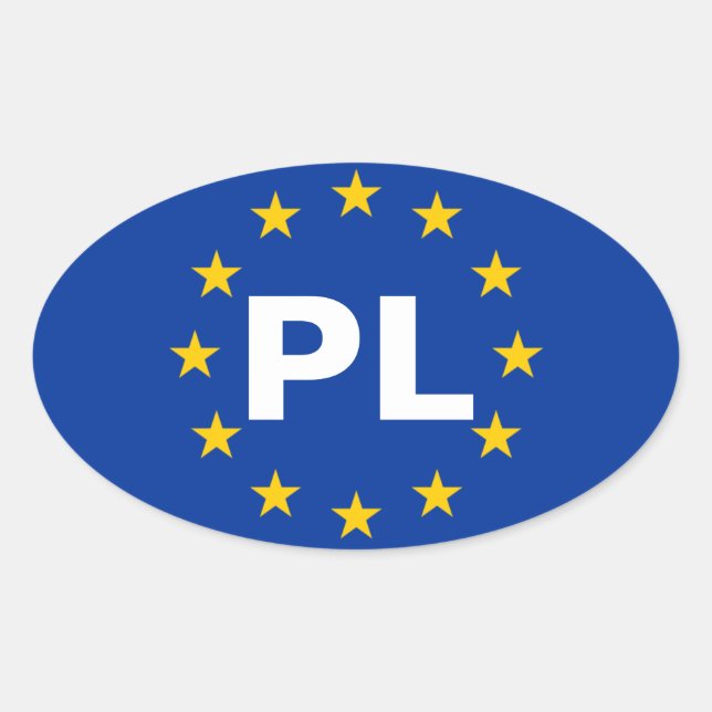 VIER polnische Flagge "PL" Europäische Gewerkschaf Ovaler Aufkleber (Vorderseite)