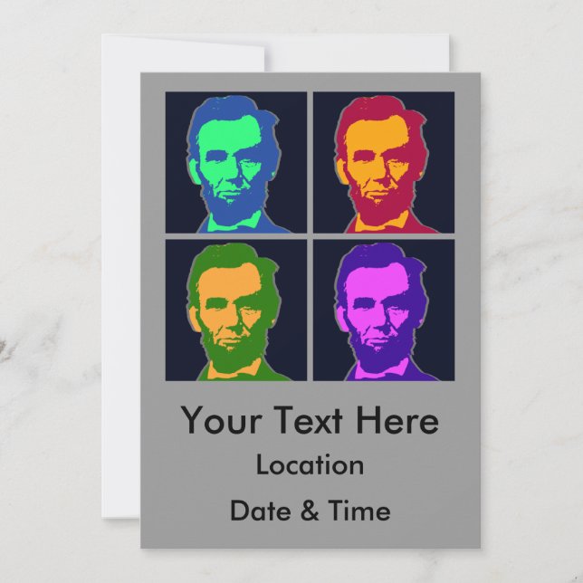 Vier Pop Art Abraham Lincolns Einladung (Vorderseite)