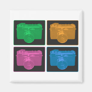 Vier Pop-Kunst-Kameras Magnet