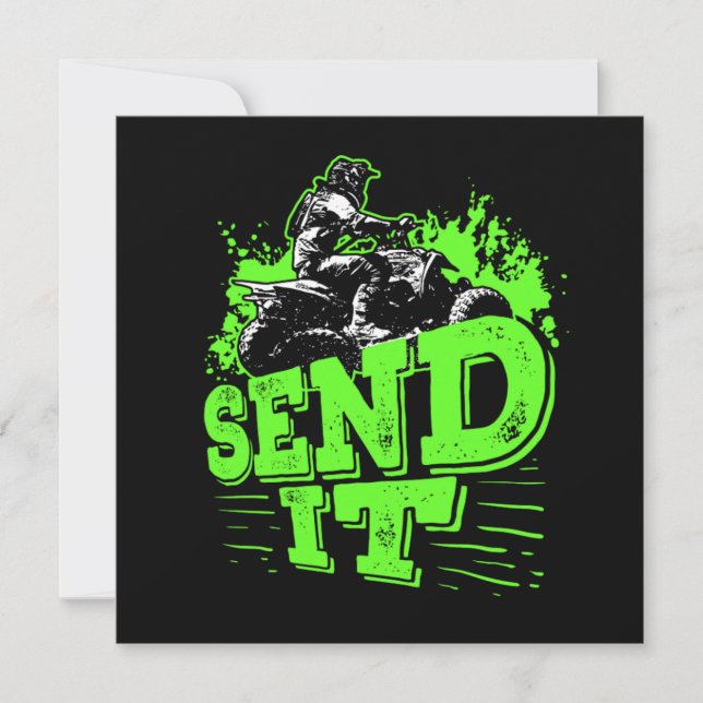 Vier-Rad-ATV Quad Bike Rider schicken Einladung (Vorderseite)