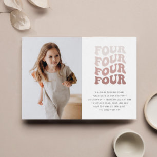 Vier Retro-Rosé-Landschaftsfoto-Einladung Einladung