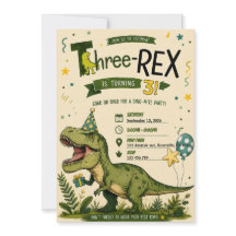 Vier Rex-Dinosaurier 4. Geburtstagseinladung