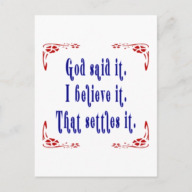 Vier Rote Blume Gott sagte es! Postkarte (Vorderseite)