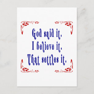 Vier rote Blumen Gott hat es gesagt! Postkarte