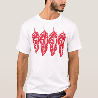 Vier rote Eagle-Federn T-Shirt