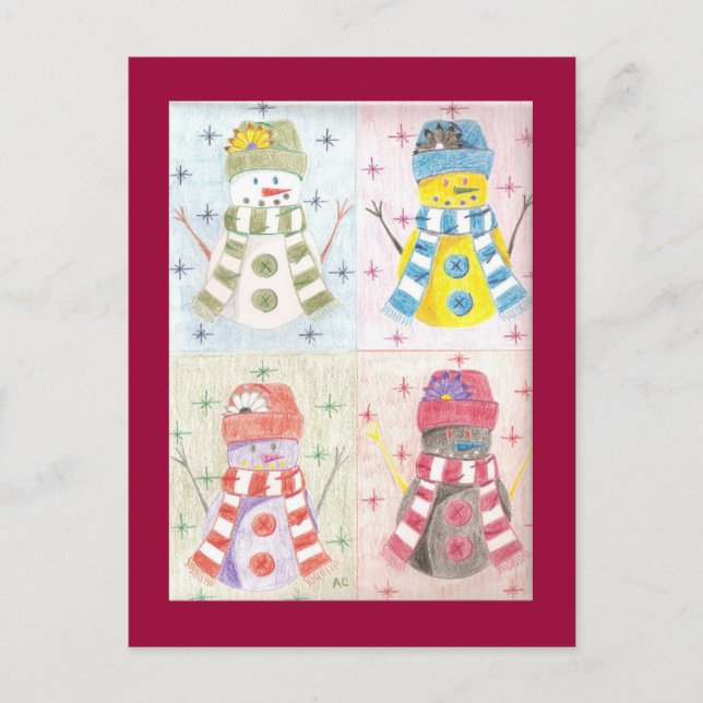 Vier Schneemobile Postkarte (Vorderseite)