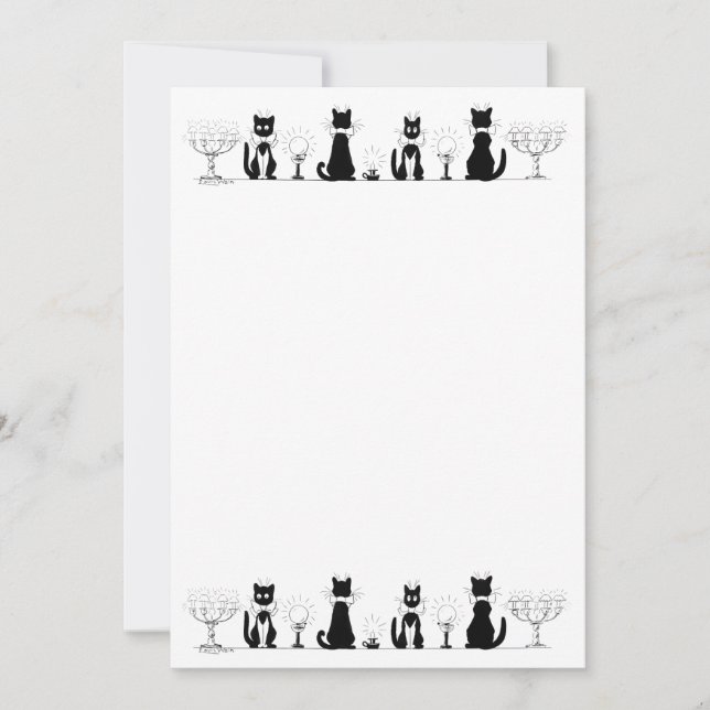 Vier schwarze Katzen, Louis Wain Einladung (Vorderseite)