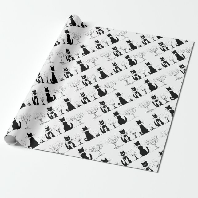 Vier schwarze Katzen, Louis Wain Geschenkpapier (Ungerollt)
