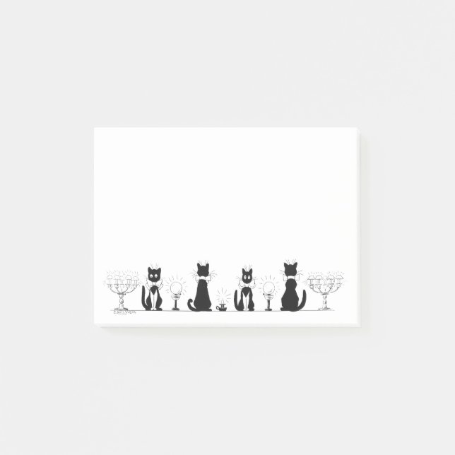 Vier schwarze Katzen, Louis Wain Post-it Klebezettel (Vorderseite)