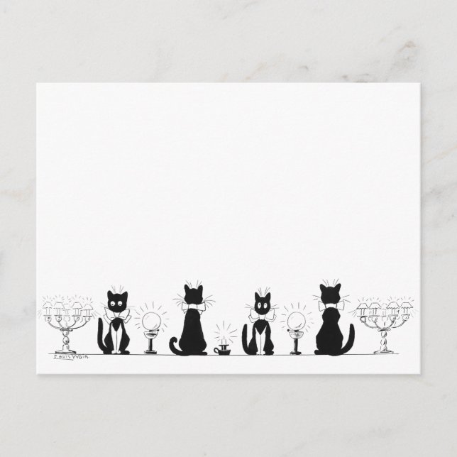 Vier schwarze Katzen, Louis Wain Postkarte (Vorderseite)