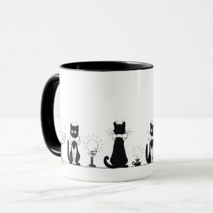 Vier schwarze Katzen, Louis Wain Tasse