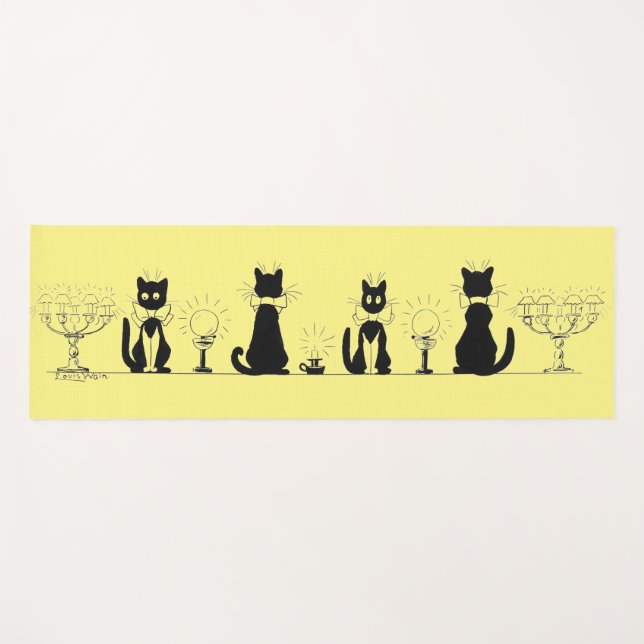 Vier schwarze Katzen, Louis Wain Yogamatte (Vorderseite (Horizontal))