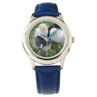 Vier schwarze und gelbe Hühnchen Armbanduhr