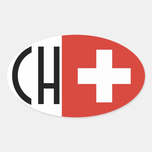 VIER Schweizer Flagge "CH" Ovaler Aufkleber (Vorderseite)